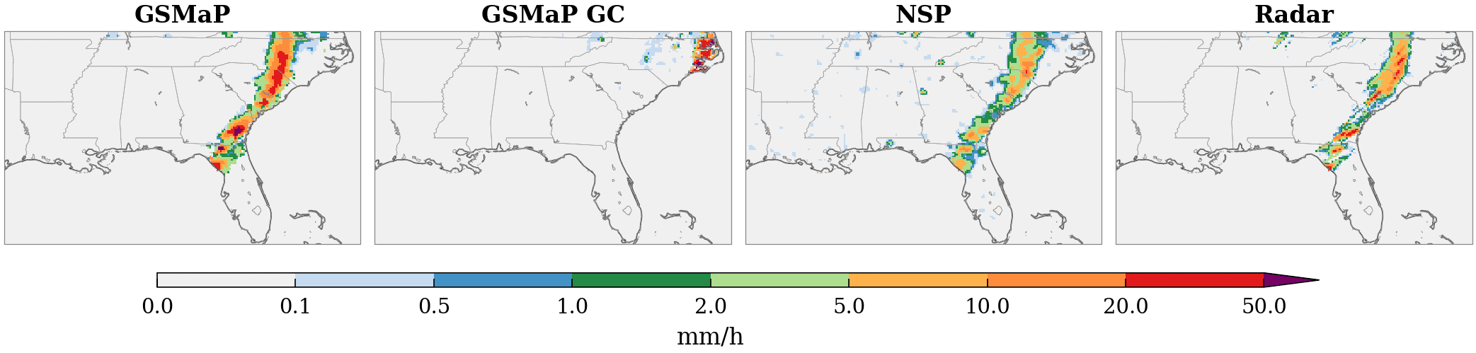 Regional zoom over the southeastern United States.